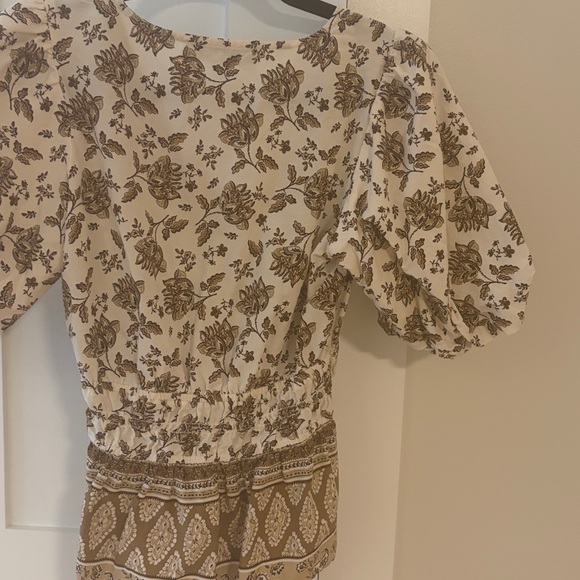 LOFT Floral Blouse - Cream and Brown (size XS) - Picture 5 of 5